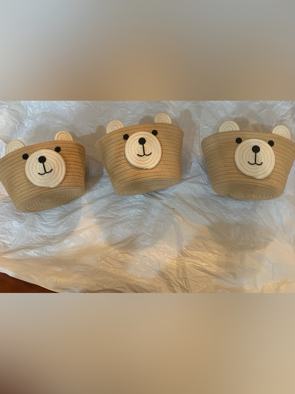 Teddy Bear Rope basket lot of 3